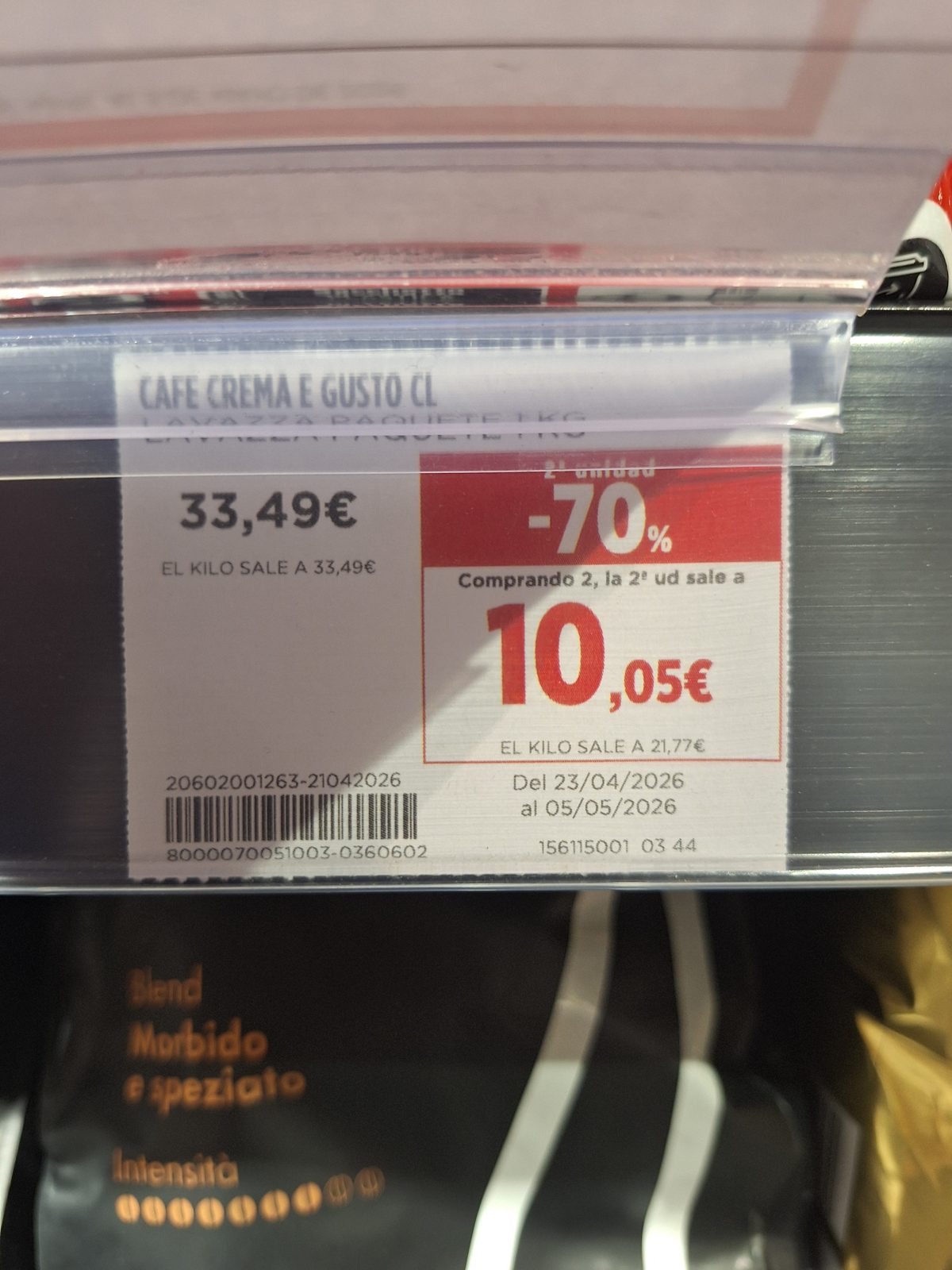 Promoción café Lavazza segunda unidad 70% descuento