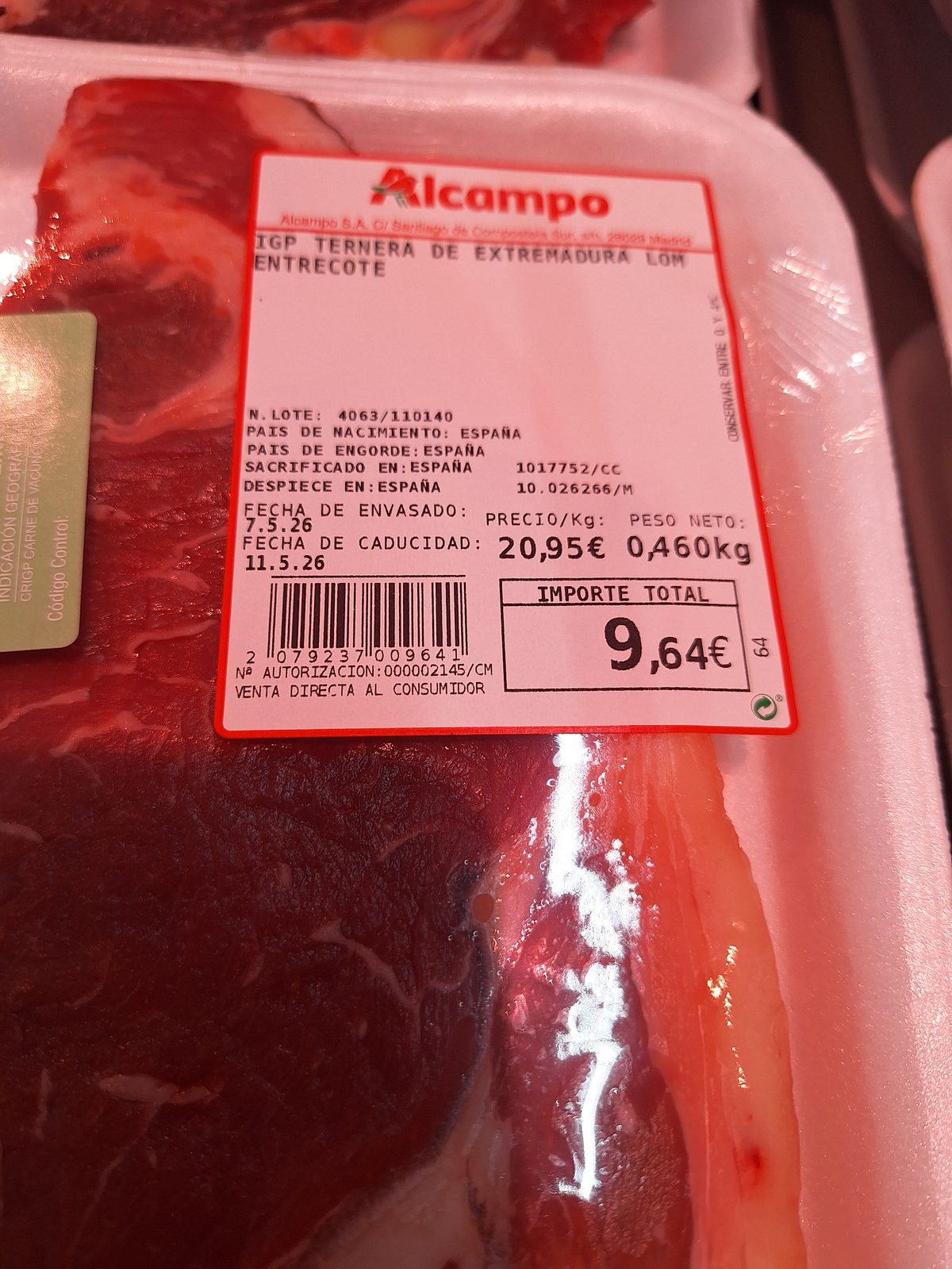 Cartel promocional del entrecot IGP en Alcampo