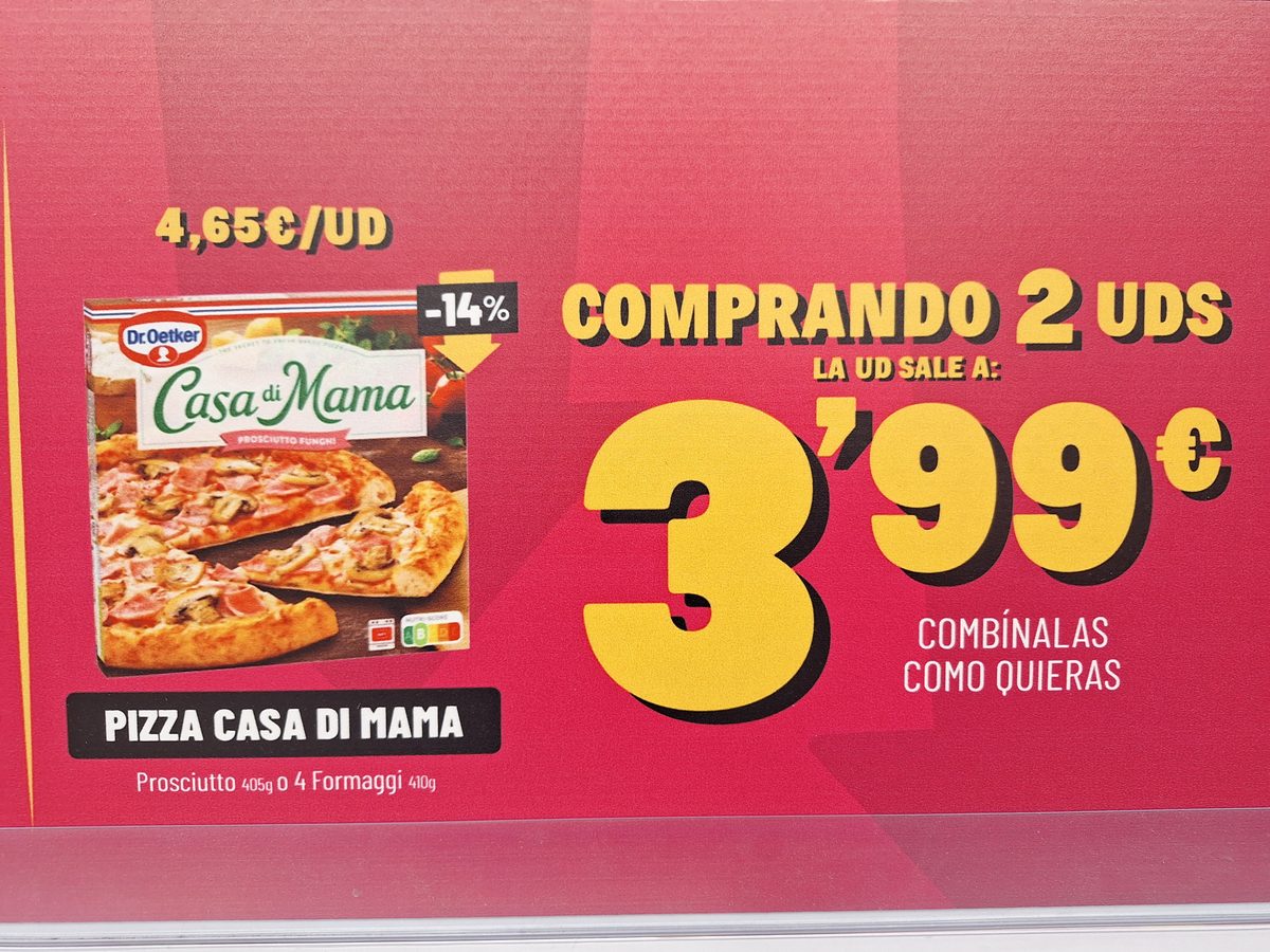 Pizzas Casa di Mama en el lineal de congelados de Ahorramas