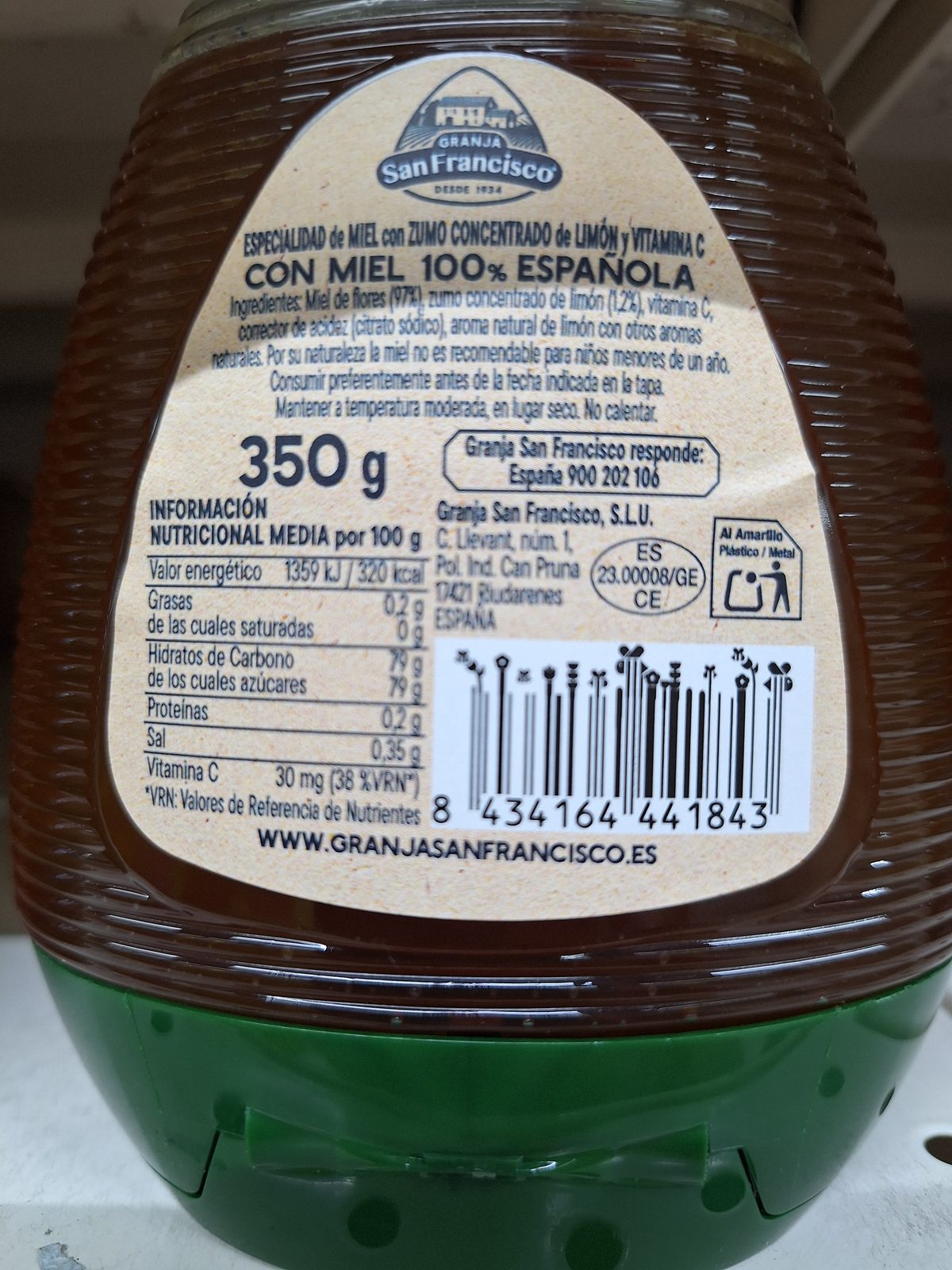 Ingredientes de la miel con vitamina C