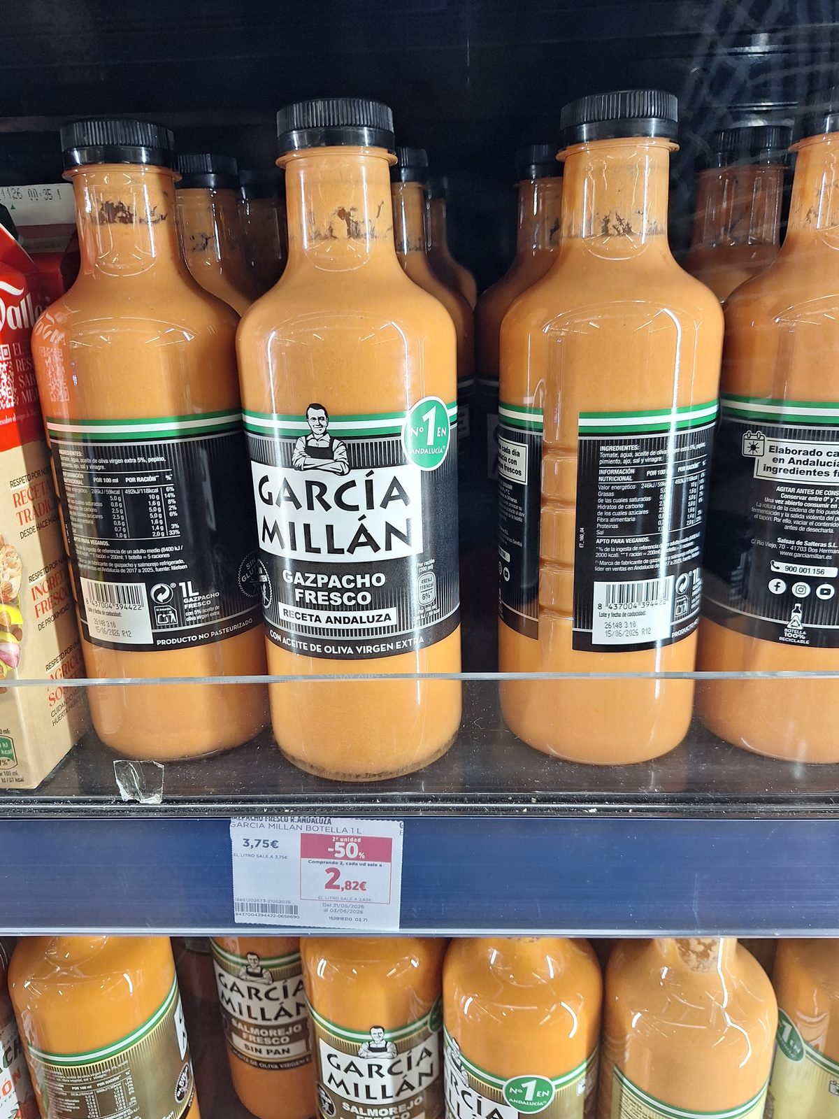 Etiqueta del gazpacho García Millán con ingredientes