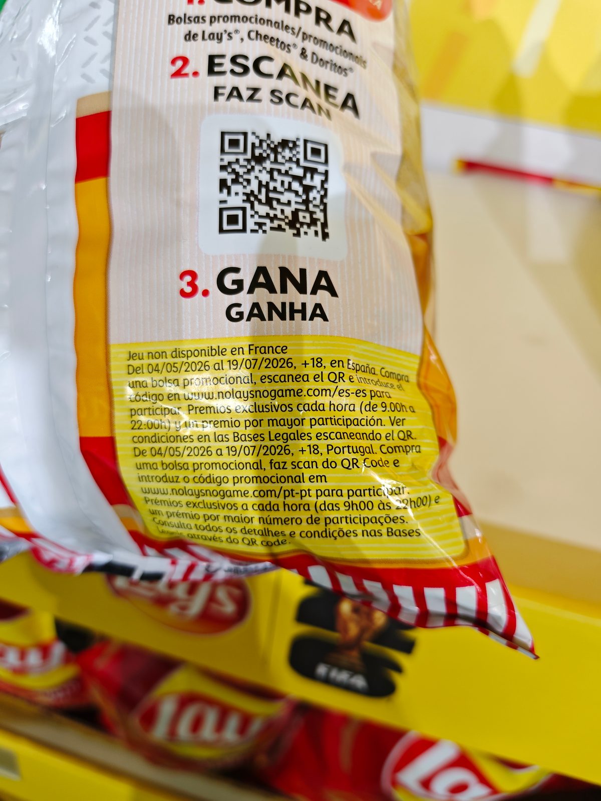 Código QR en bolsa Lay's para participar en el sorteo FIFA World Cup 2026