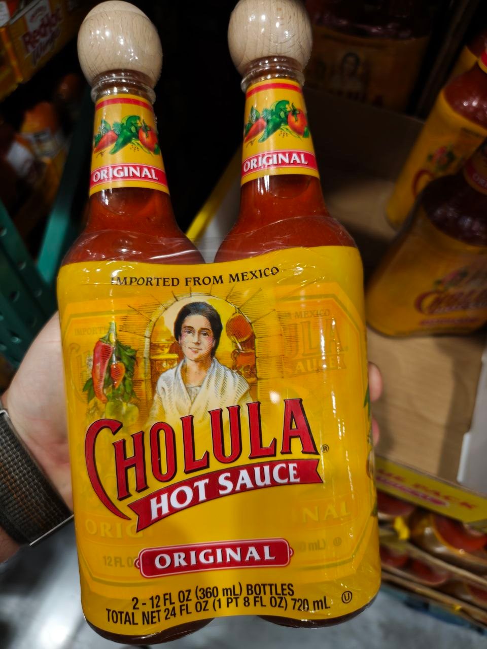 Botella de Cholula Hot Sauce con tapón de madera