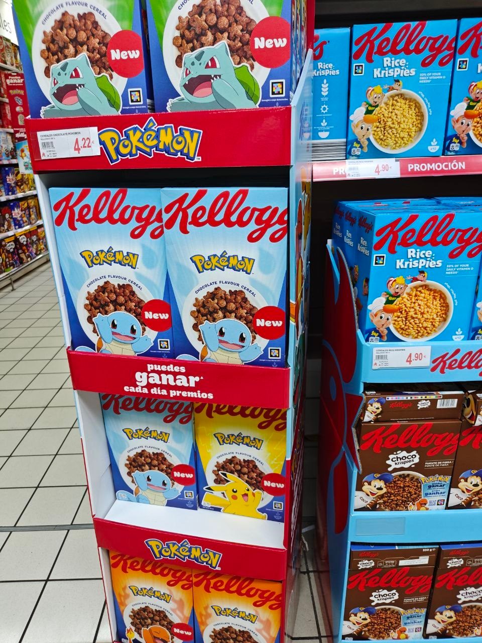 Cartel promocional de la campaña Kellogg's Pokémon en tienda