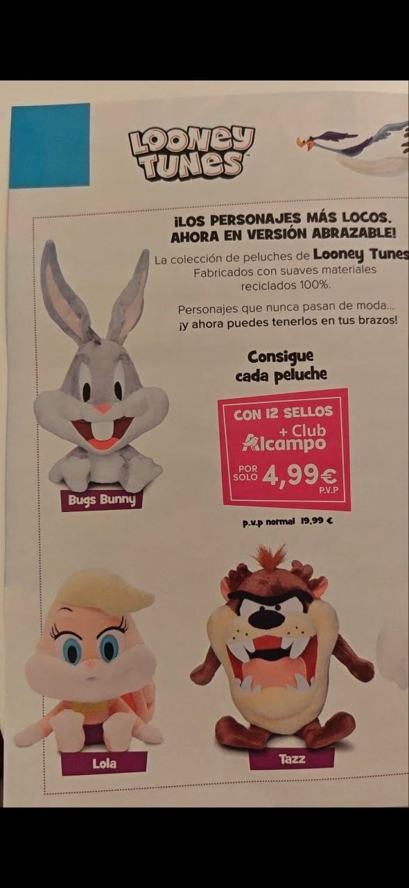 Detalle de la colección Looney Tunes de Alcampo en tienda
