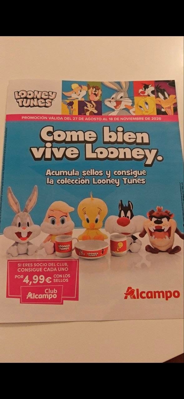 Folleto oficial de la promoción Looney Tunes de Alcampo