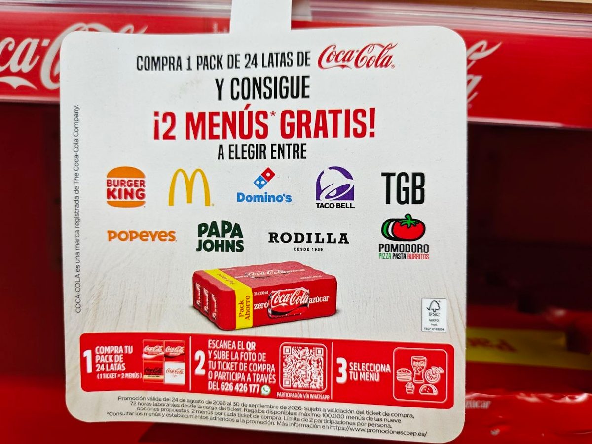 Detalle del cartel con condiciones de la promoción