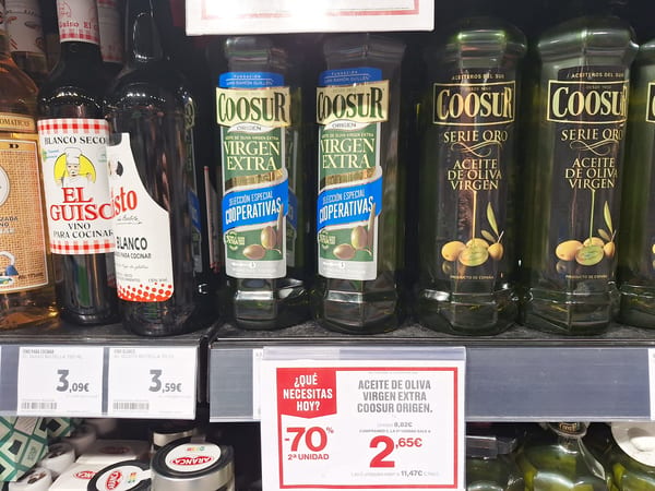 Promoción aceite Coosur en Supercor segunda unidad rebajada