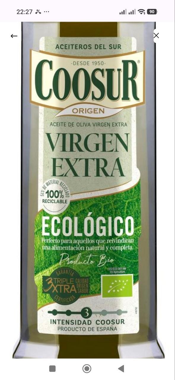 Aceite de oliva virgen extra ecológico en el lineal de Alcampo